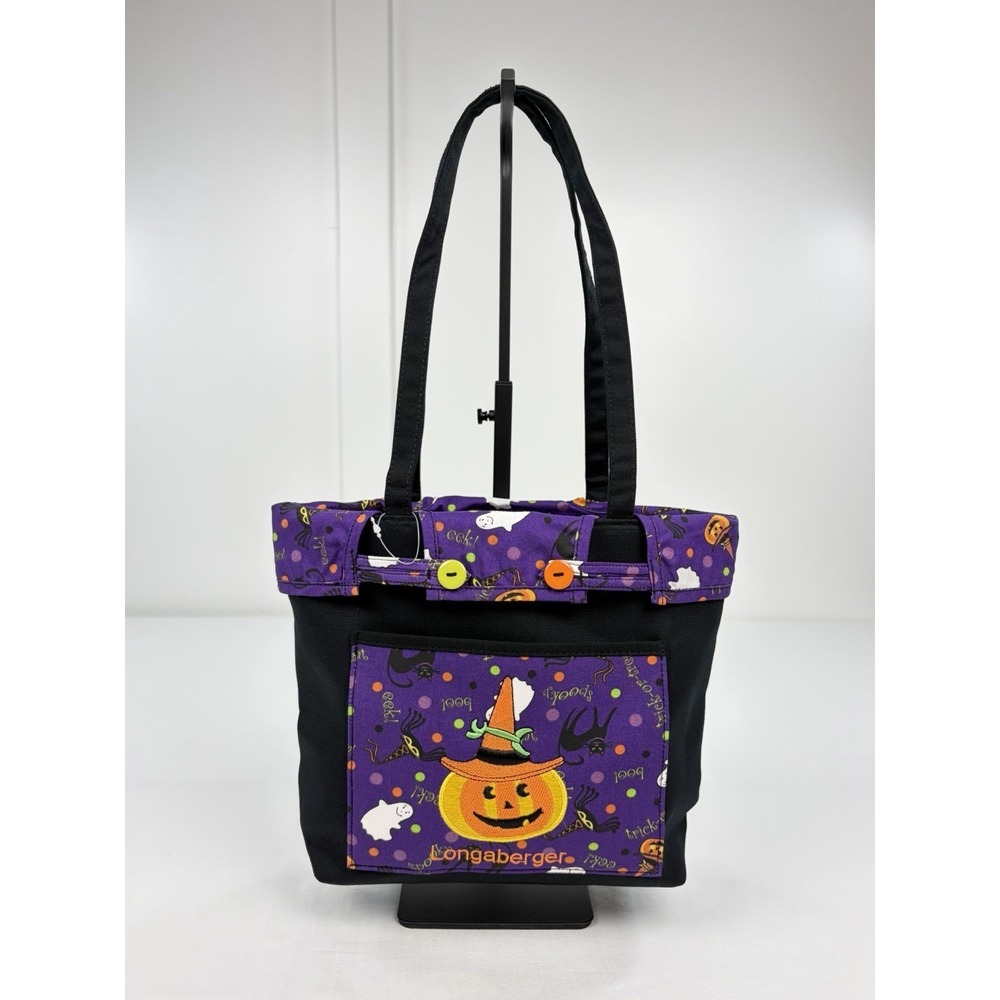 Vintage Longaberger Happy Halloween Small Shopper Tote Bag New Purple Pumpkin